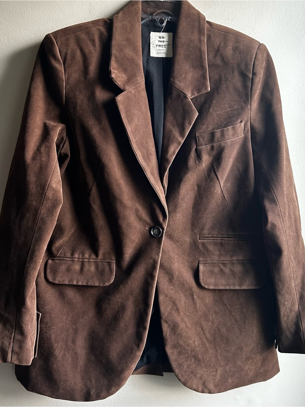 We The Free Brown Suede Single-Button Blazer Jacket